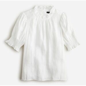 J Crew‎ Smocked Puff-Sleeve Linen Top Size XL